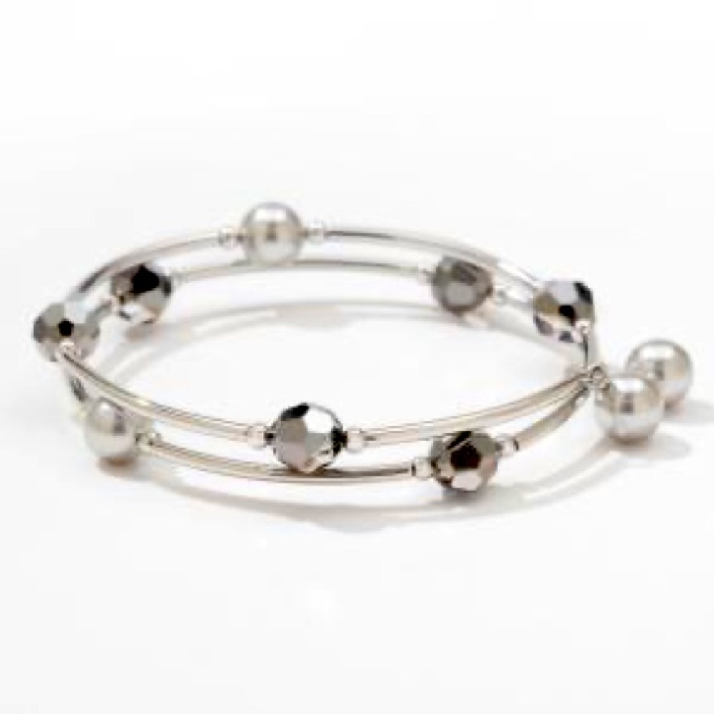 Touchstone Crystal by Swarovski Wind Up Bracelet, Silver Night